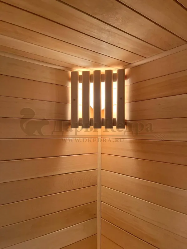 Трехместная угловая финская «Элит» сауна кабина из кедра и липы с электрокаменкой