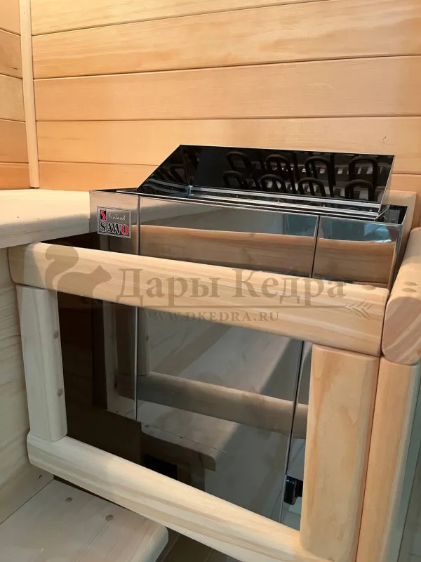 Трехместная угловая финская «Элит» сауна кабина из кедра и липы с электрокаменкой